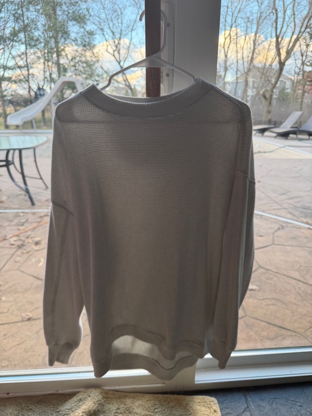 aerie Women’s Light Gray Waffle Knit Crewneck Sweater